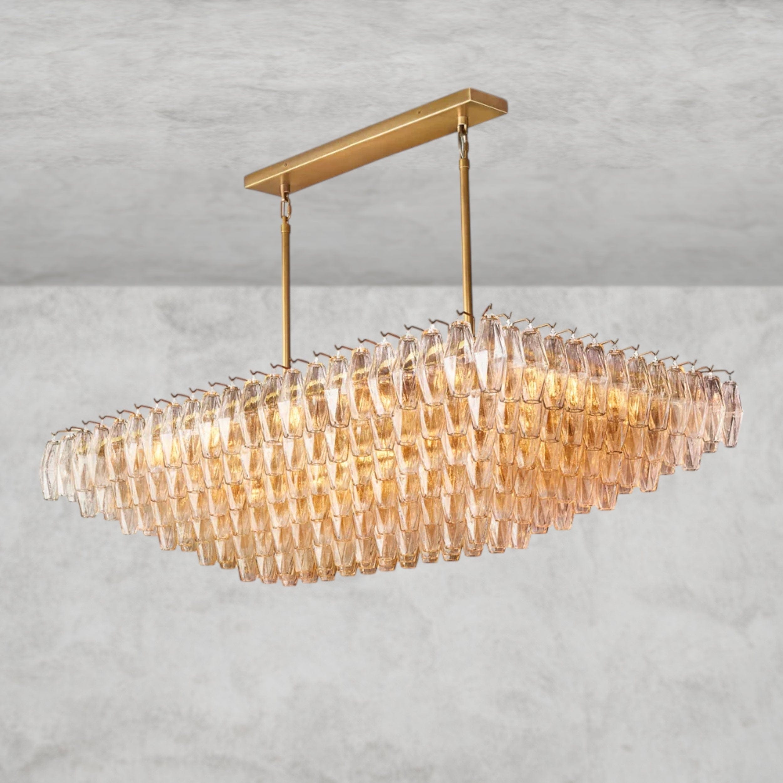 CHIARA CLEAR/ SMOKE GLASS TIERED RECTANGULAR CHANDELIER 54