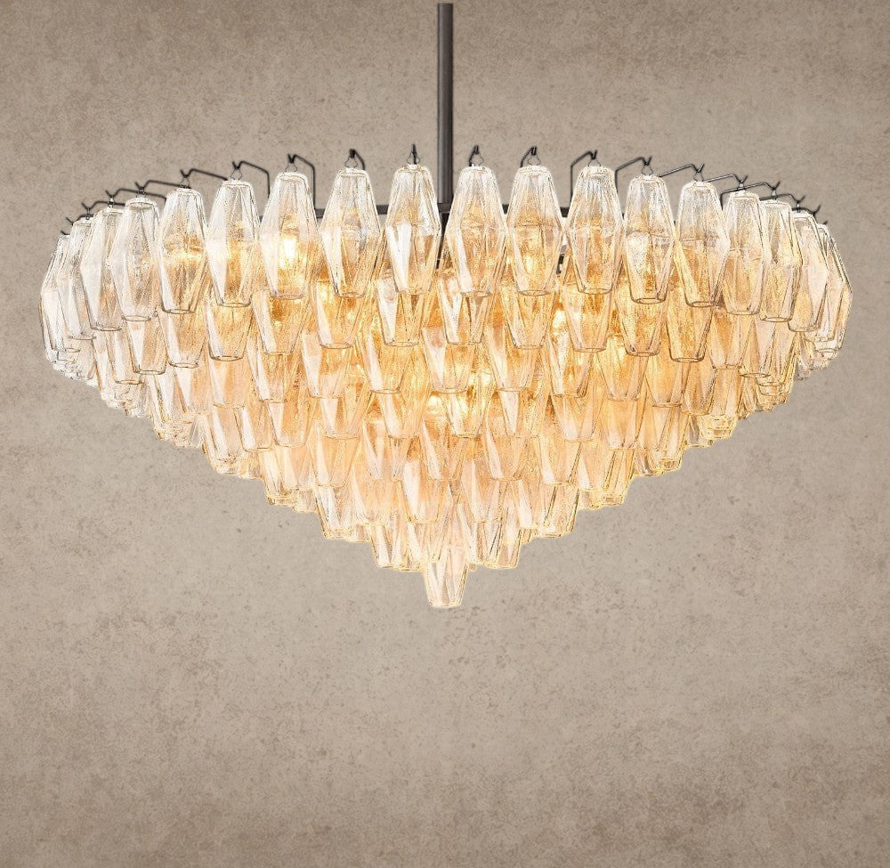 37" / Clear / Bronze CHIARA CLEAR/ SMOKE GLASS TIERED ROUND CHANDELIER 37", 47", 62"