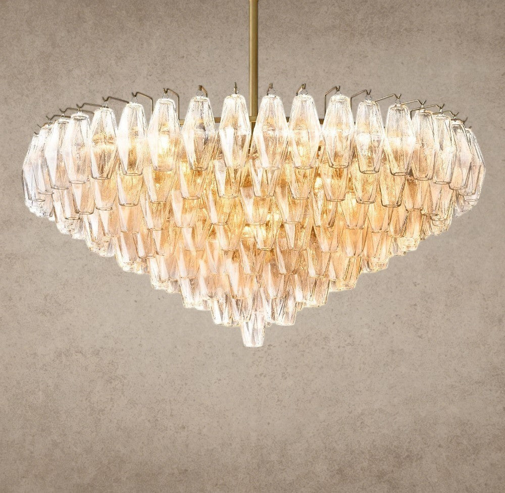 37" / Clear / Brass CHIARA CLEAR/ SMOKE GLASS TIERED ROUND CHANDELIER 37", 47", 62"