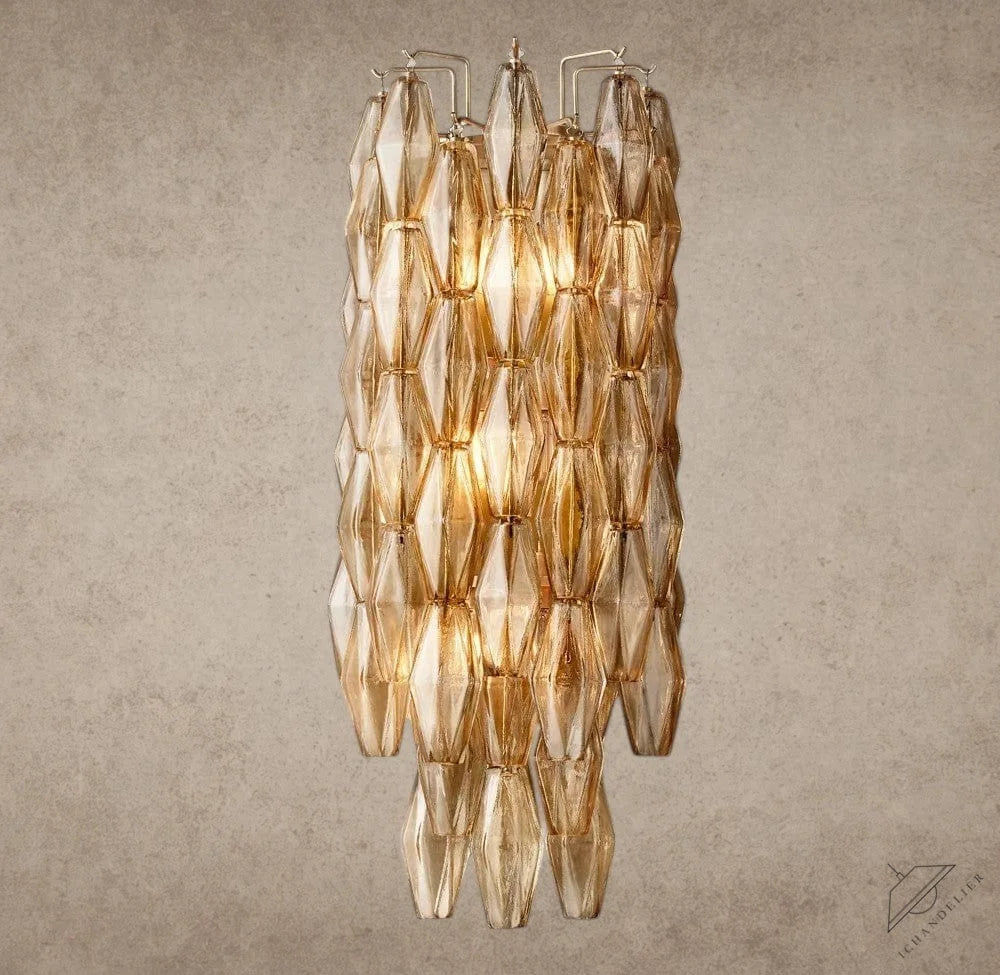 Smoke / Brass CHIARA CLEAR/ SMOKE GLASS GRAND SCONCE 30"
