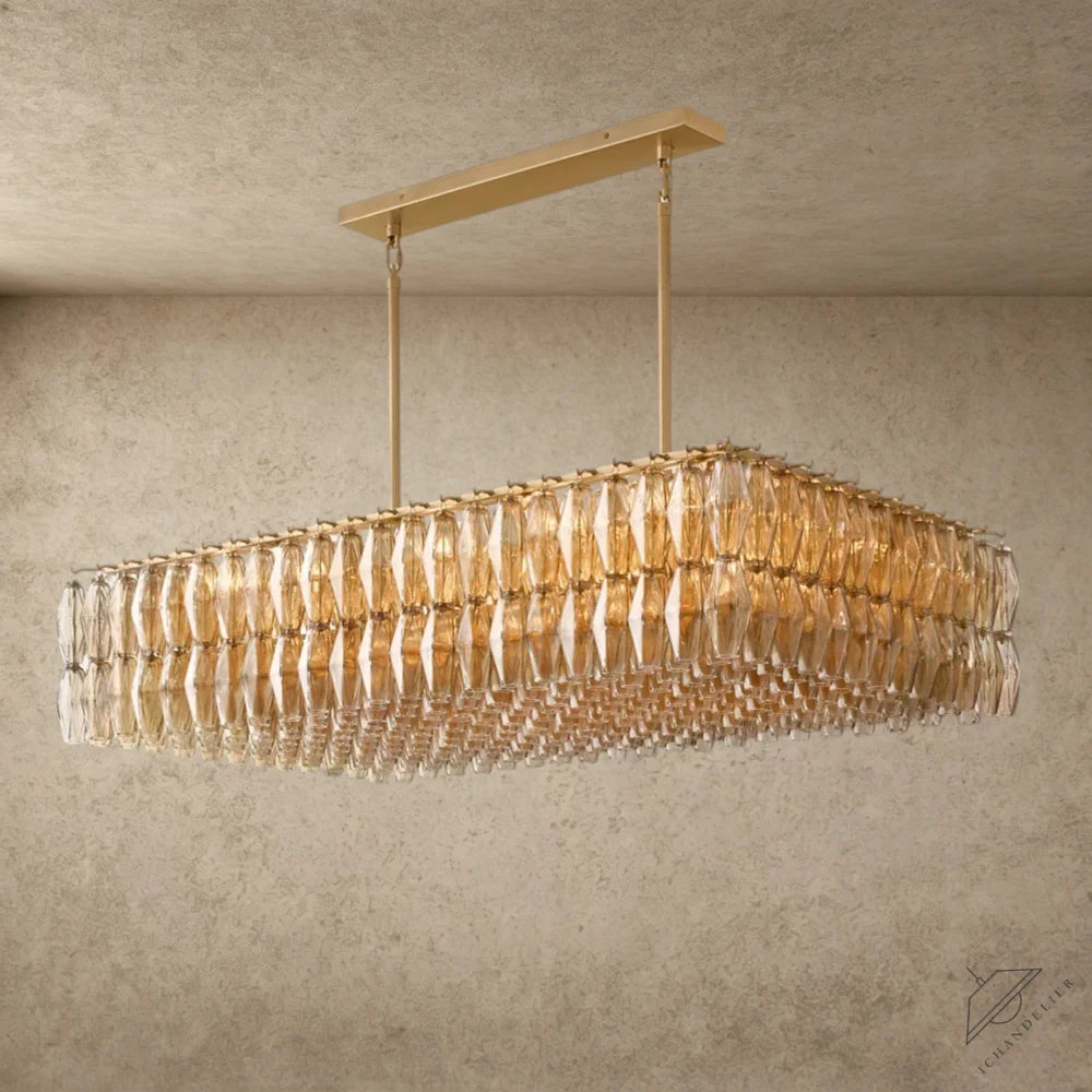 CHIARA CLEAR/ SMOKE GLASS RECTANGULAR CHANDELIER 54", 74"