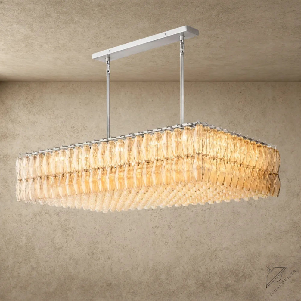 CHIARA CLEAR/ SMOKE GLASS RECTANGULAR CHANDELIER 54", 74"