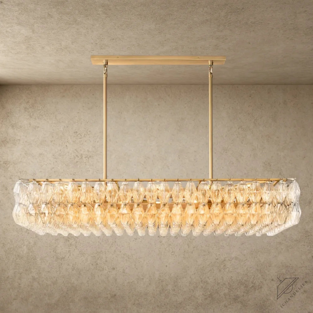 54" / Clear / Brass CHIARA CLEAR/ SMOKE GLASS RECTANGULAR CHANDELIER 54", 74"