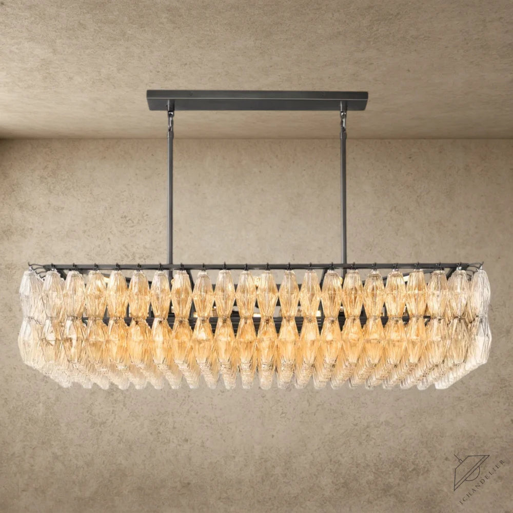 54" / Clear / Bronze CHIARA CLEAR/ SMOKE GLASS RECTANGULAR CHANDELIER 54", 74"