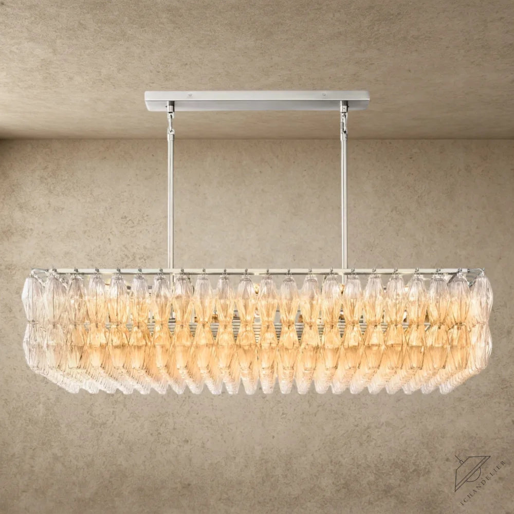 54" / Clear / Nickle CHIARA CLEAR/ SMOKE GLASS RECTANGULAR CHANDELIER 54", 74"