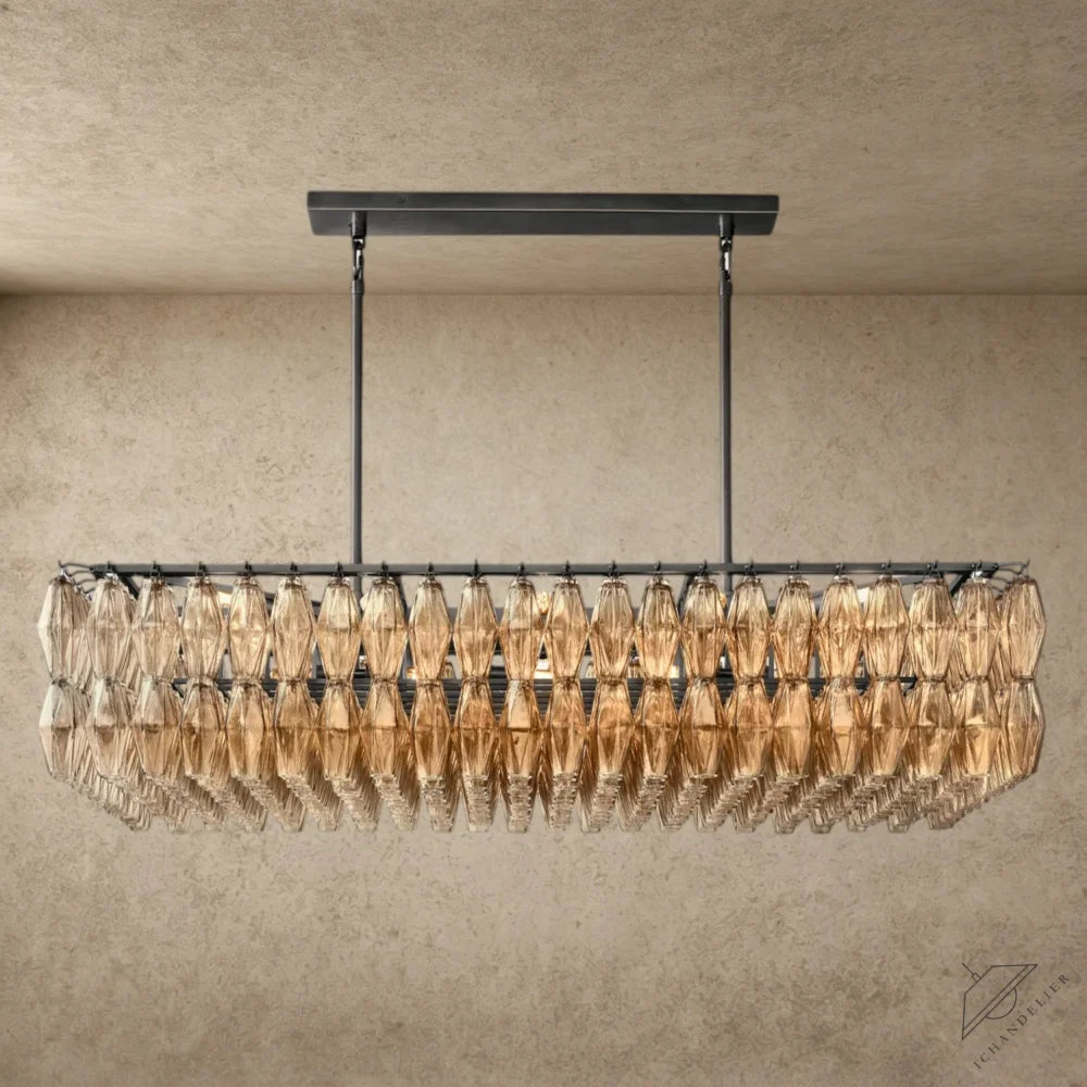54" / Smoke / Bronze CHIARA CLEAR/ SMOKE GLASS RECTANGULAR CHANDELIER 54", 74"
