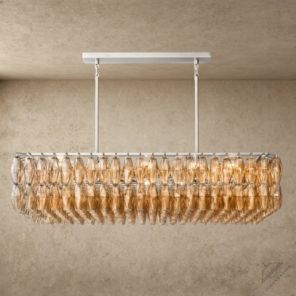54" / Smoke / Nickle CHIARA CLEAR/ SMOKE GLASS RECTANGULAR CHANDELIER 54", 74"
