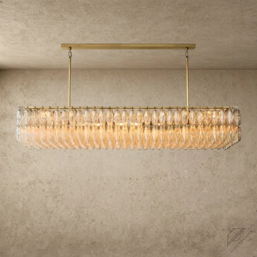 74" / Clear / Brass CHIARA CLEAR/ SMOKE GLASS RECTANGULAR CHANDELIER 54", 74"