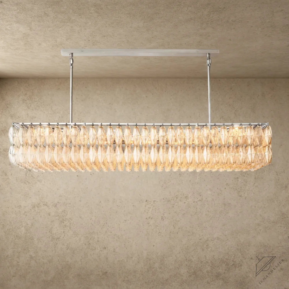74" / Clear / Nickle CHIARA CLEAR/ SMOKE GLASS RECTANGULAR CHANDELIER 54", 74"