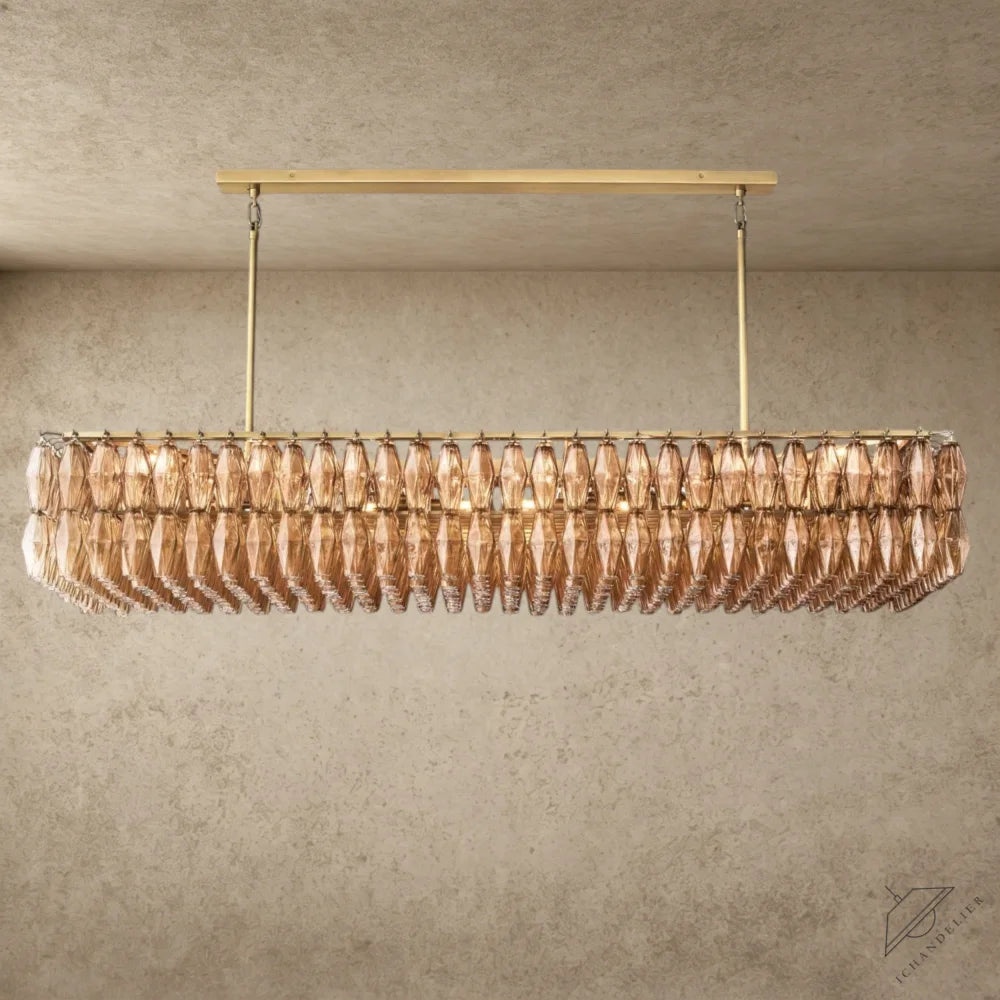 74" / Smoke / Brass CHIARA CLEAR/ SMOKE GLASS RECTANGULAR CHANDELIER 54", 74"