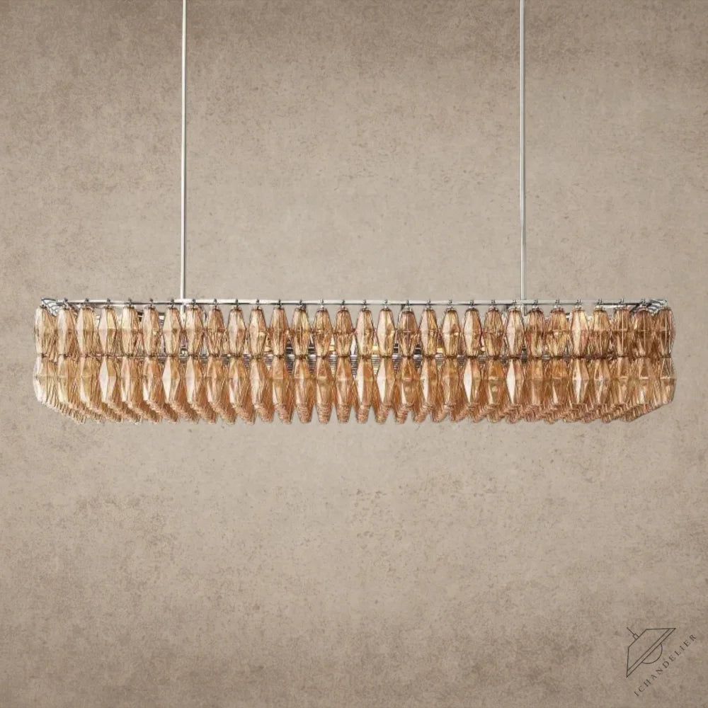 74" / Smoke / Nickle CHIARA CLEAR/ SMOKE GLASS RECTANGULAR CHANDELIER 54", 74"
