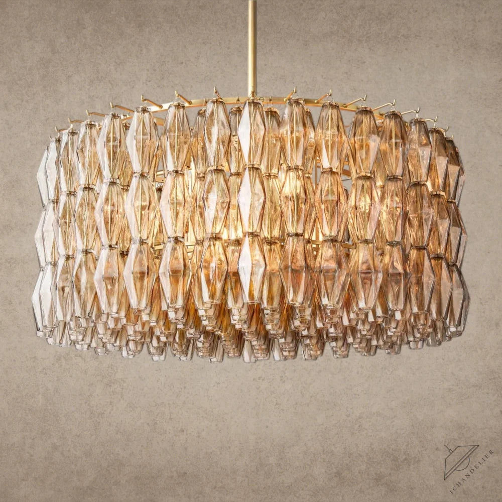 37" / Smoke / Brass CHIARA CLEAR/ SMOKE GLASS ROUND CHANDELIER 37", 47", 62"