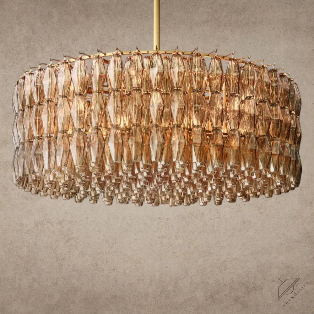 47" / Smoke / Brass CHIARA CLEAR/ SMOKE GLASS ROUND CHANDELIER 37", 47", 62"