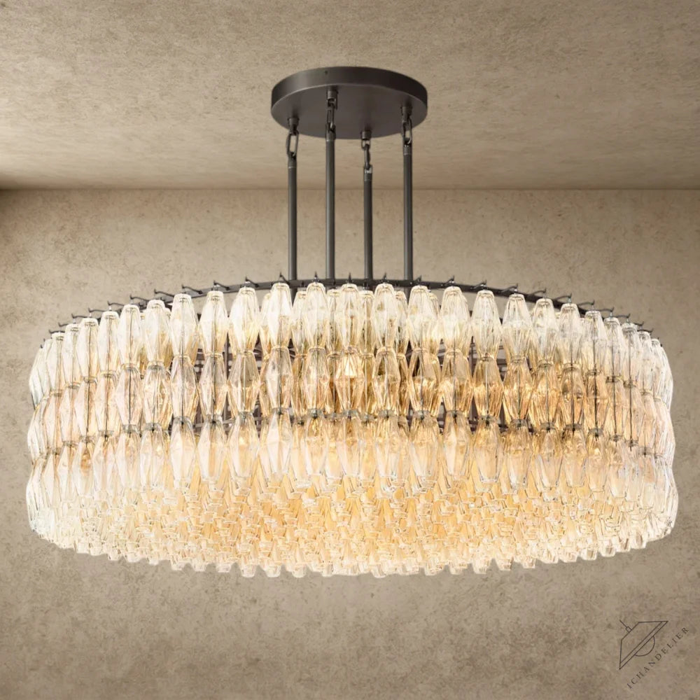62" / Clear / Bronze CHIARA CLEAR/ SMOKE GLASS ROUND CHANDELIER 37", 47", 62"