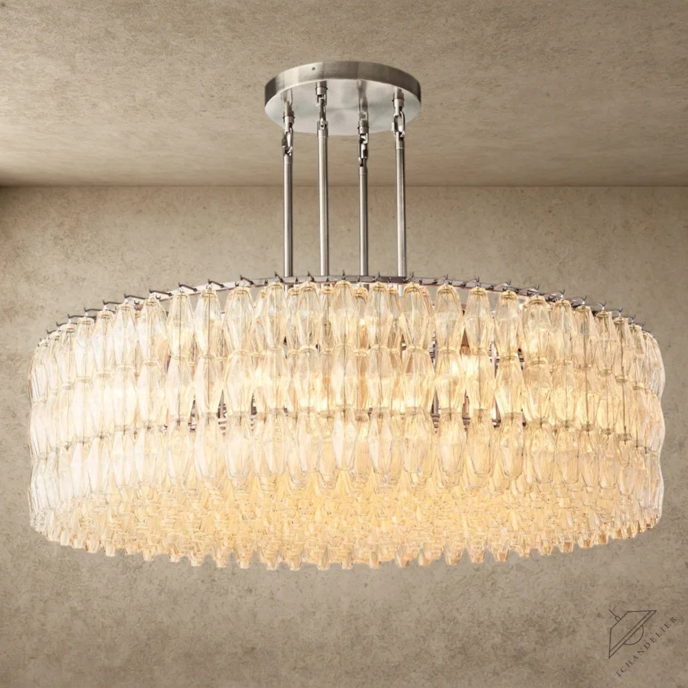 62" / Clear / Nickle CHIARA CLEAR/ SMOKE GLASS ROUND CHANDELIER 37", 47", 62"