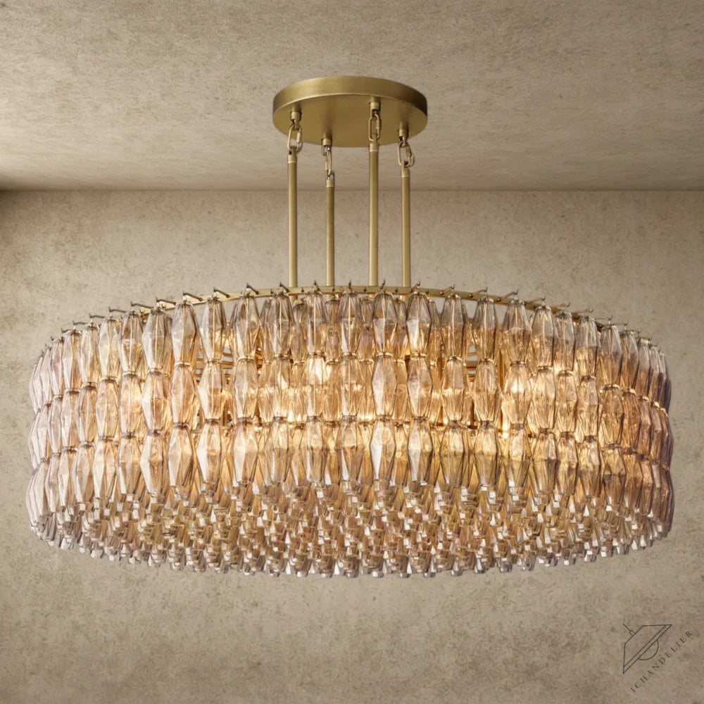 62" / Smoke / Brass CHIARA CLEAR/ SMOKE GLASS ROUND CHANDELIER 37", 47", 62"