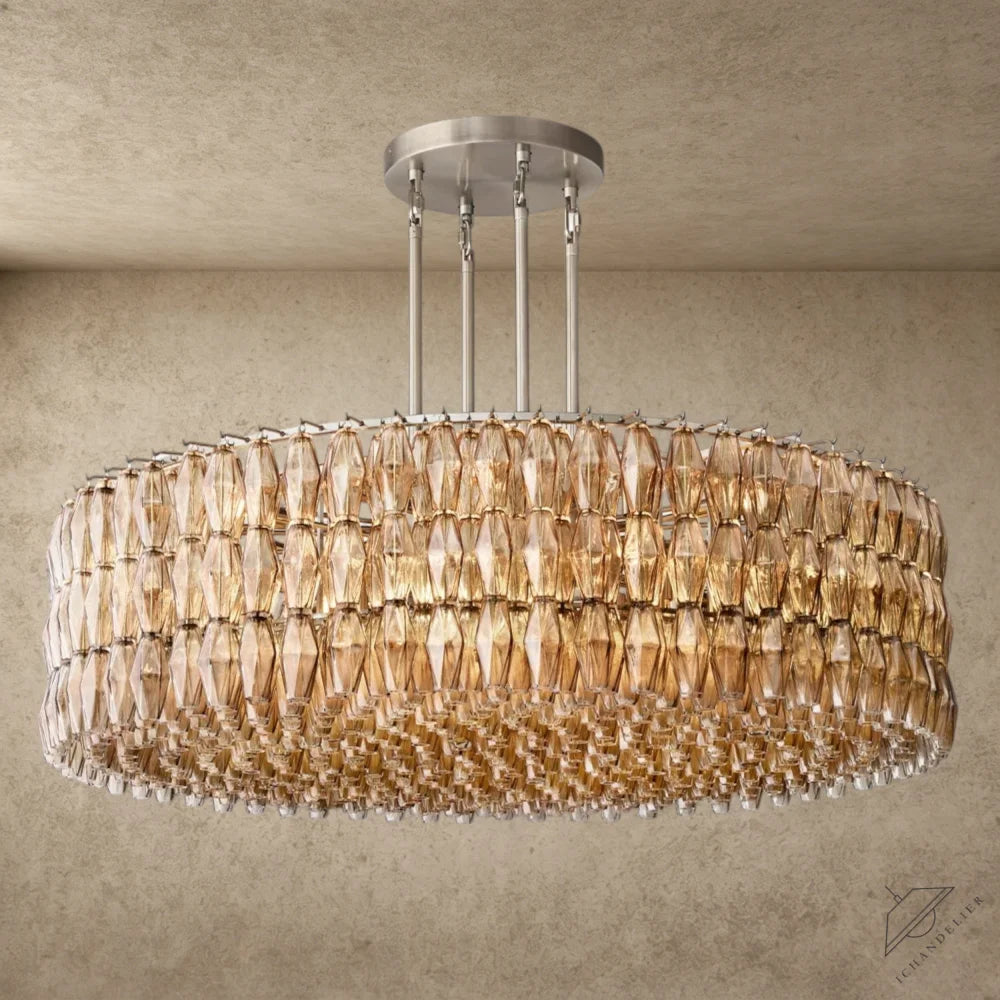 62" / Smoke / Nickle CHIARA CLEAR/ SMOKE GLASS ROUND CHANDELIER 37", 47", 62"