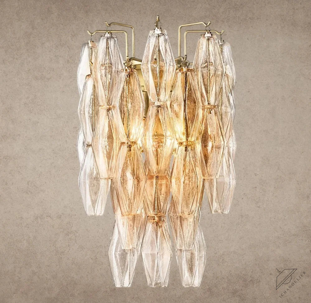 Clear / Brass CHIARA CLEAR/ SMOKE GLASS SCONCE 19"