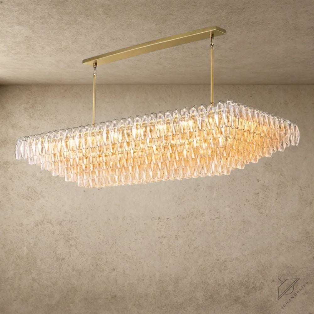 CHIARA CLEAR/ SMOKE GLASS TIERED RECTANGULAR CHANDELIER 54", 74"