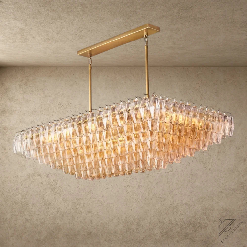 CHIARA CLEAR/ SMOKE GLASS TIERED RECTANGULAR CHANDELIER 54", 74"