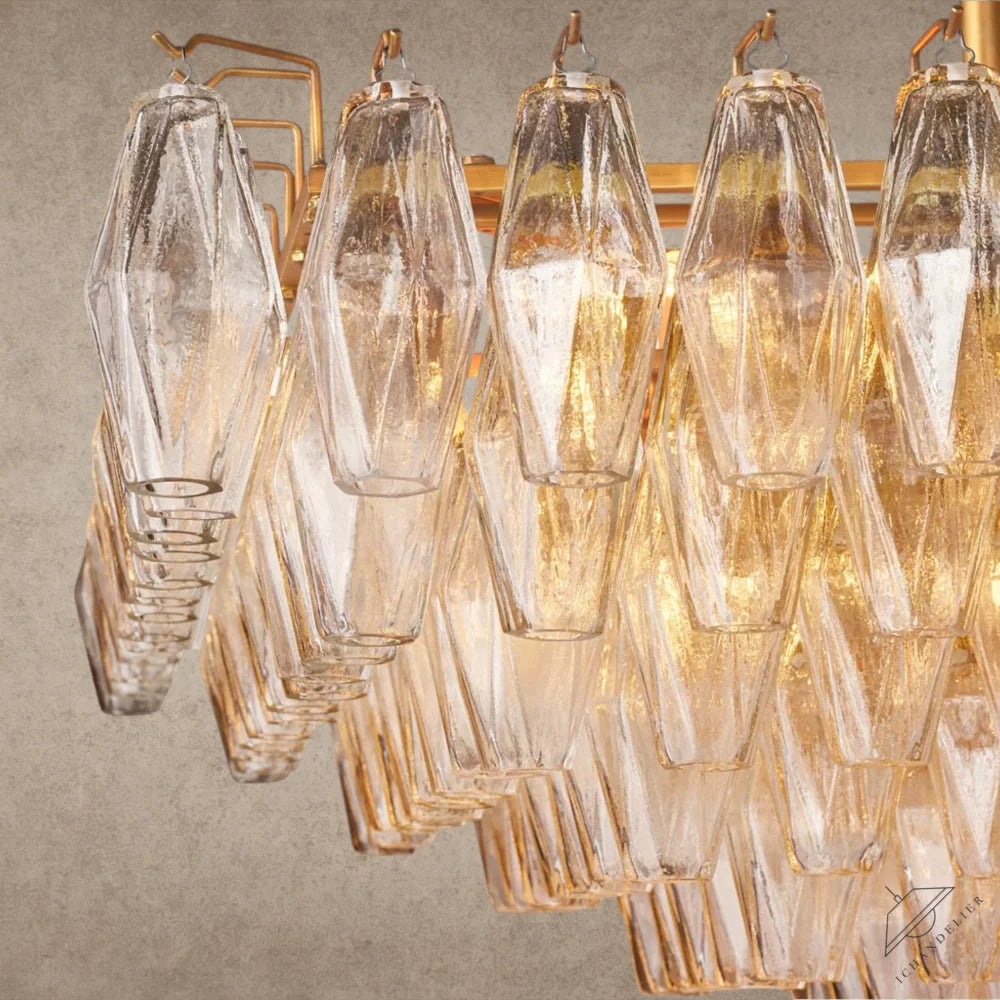 CHIARA CLEAR/ SMOKE GLASS TIERED RECTANGULAR CHANDELIER 54", 74"