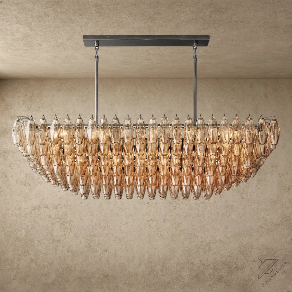 54" / Smoke / Bronze CHIARA CLEAR/ SMOKE GLASS TIERED RECTANGULAR CHANDELIER 54", 74"