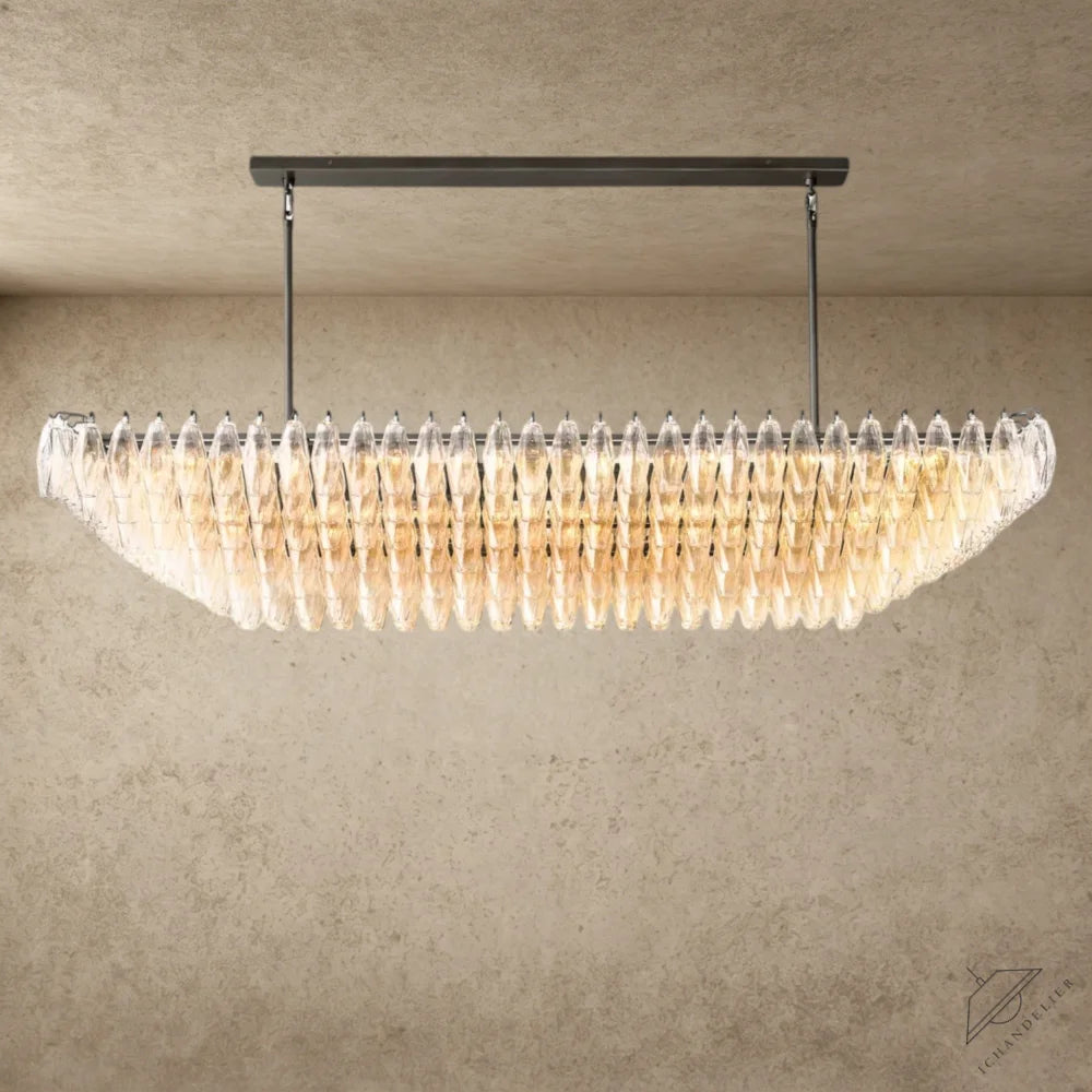 74" / Clear / Bronze CHIARA CLEAR/ SMOKE GLASS TIERED RECTANGULAR CHANDELIER 54", 74"