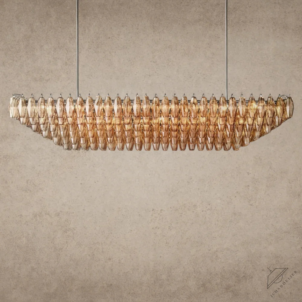 74" / Smoke / Bronze CHIARA CLEAR/ SMOKE GLASS TIERED RECTANGULAR CHANDELIER 54", 74"