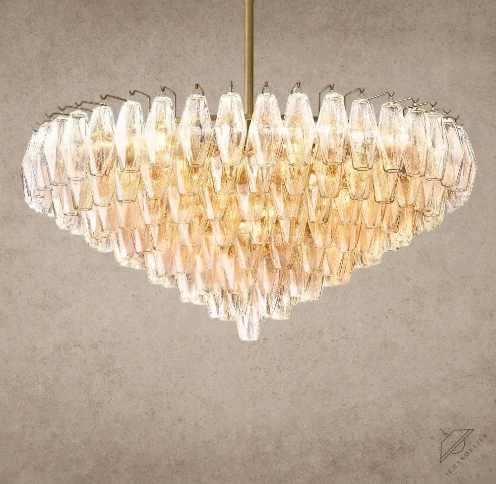 37" / Clear / Brass CHIARA CLEAR/ SMOKE GLASS TIERED ROUND CHANDELIER 37", 47", 62"