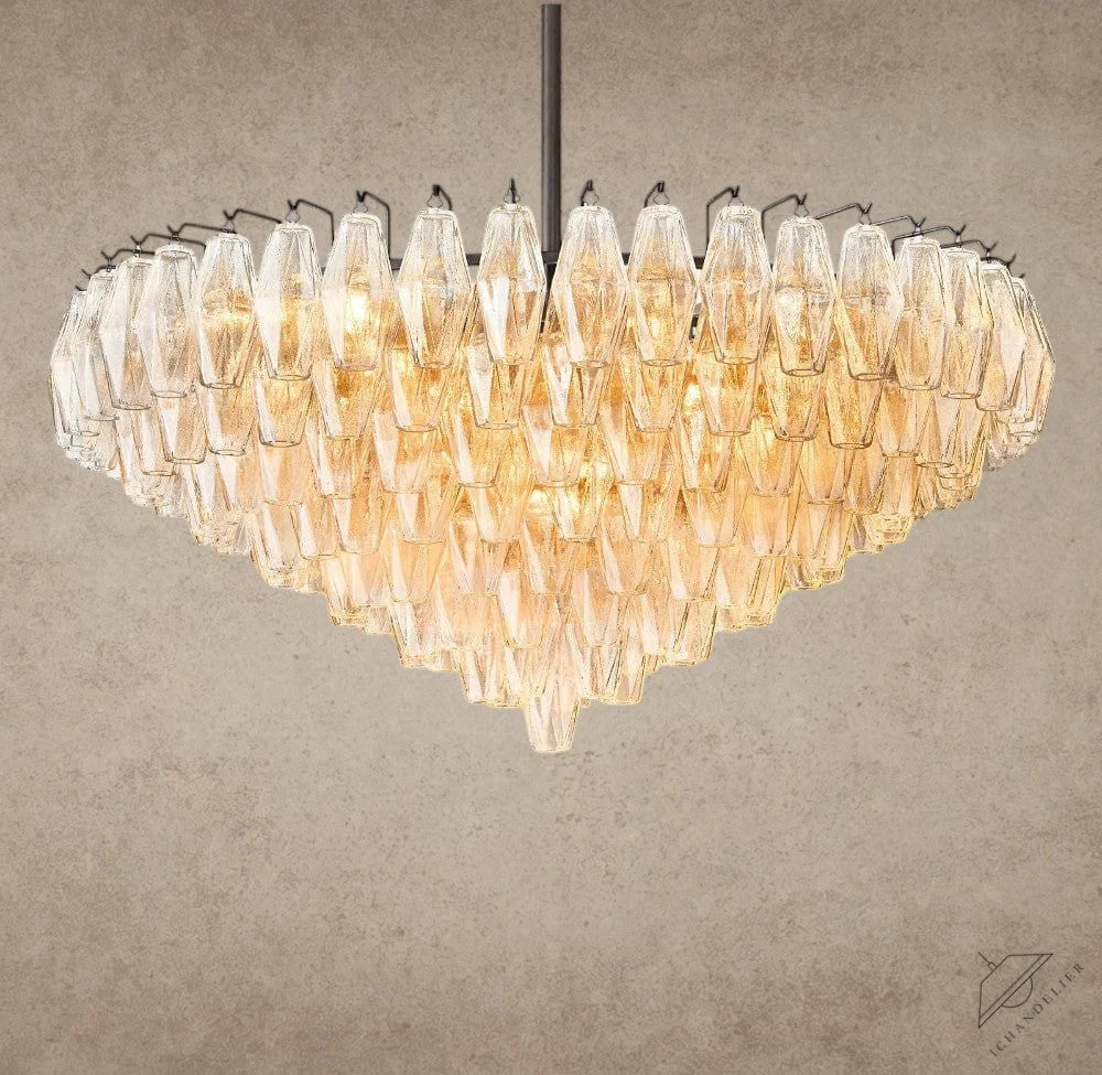 37" / Clear / Bronze CHIARA CLEAR/ SMOKE GLASS TIERED ROUND CHANDELIER 37", 47", 62"