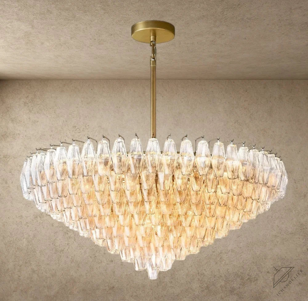 47" / Clear / Brass CHIARA CLEAR/ SMOKE GLASS TIERED ROUND CHANDELIER 37", 47", 62"