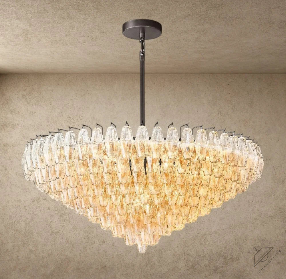 47" / Clear / Bronze CHIARA CLEAR/ SMOKE GLASS TIERED ROUND CHANDELIER 37", 47", 62"