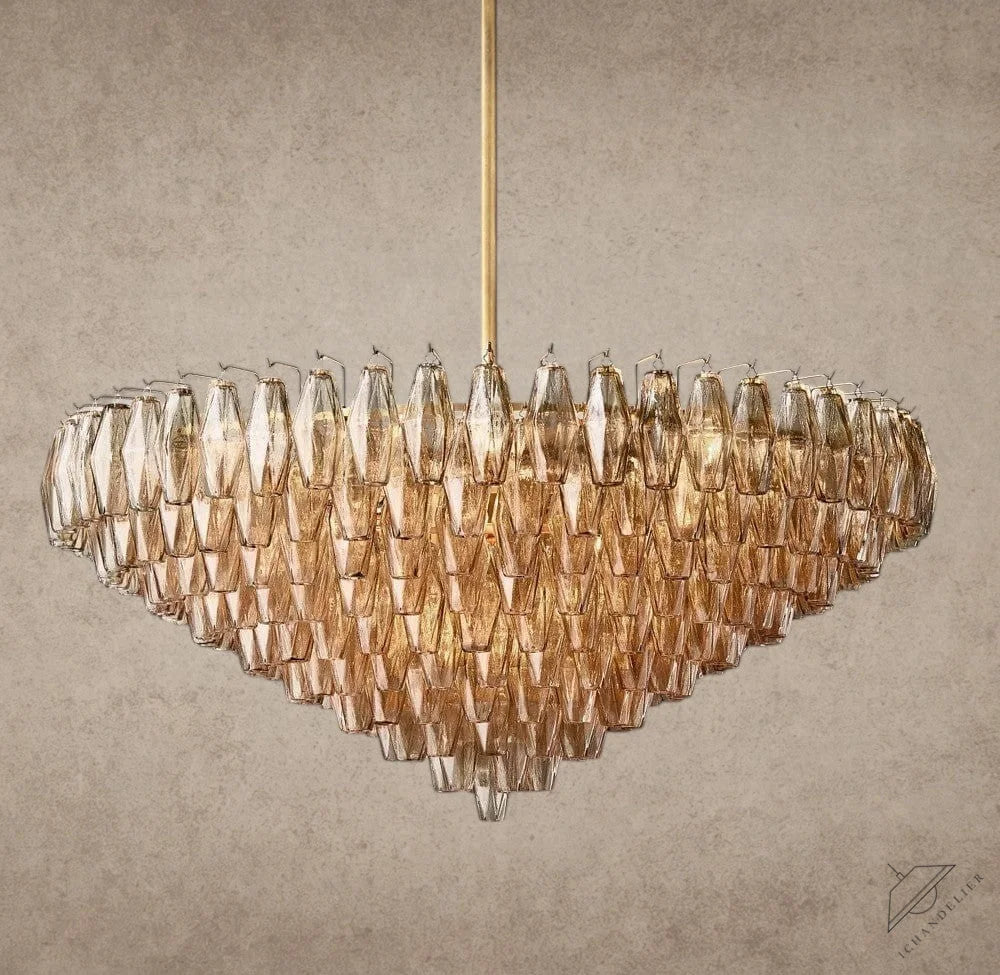 47" / Smoke / Brass CHIARA CLEAR/ SMOKE GLASS TIERED ROUND CHANDELIER 37", 47", 62"