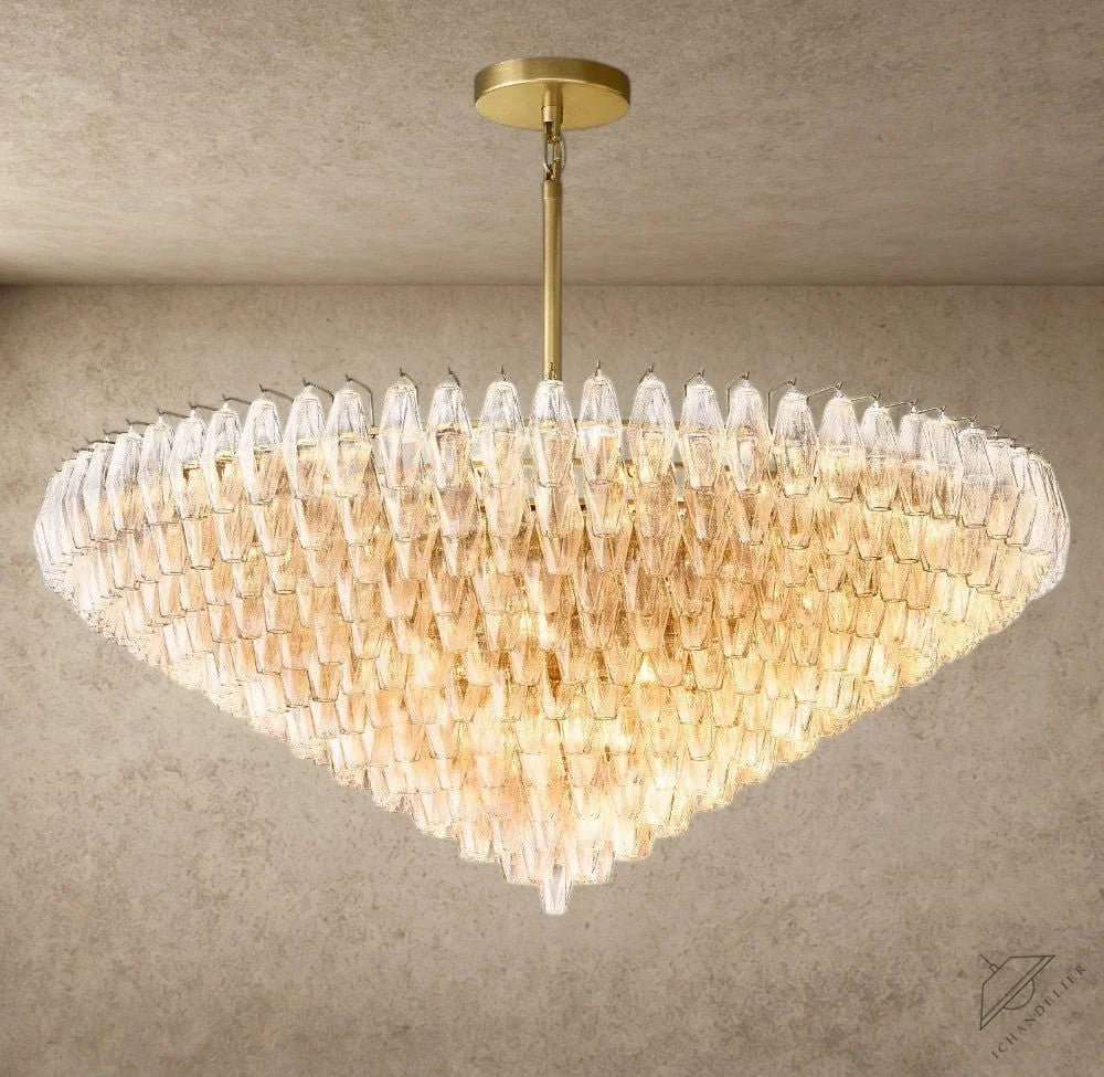 62" / Clear / Brass CHIARA CLEAR/ SMOKE GLASS TIERED ROUND CHANDELIER 37", 47", 62"
