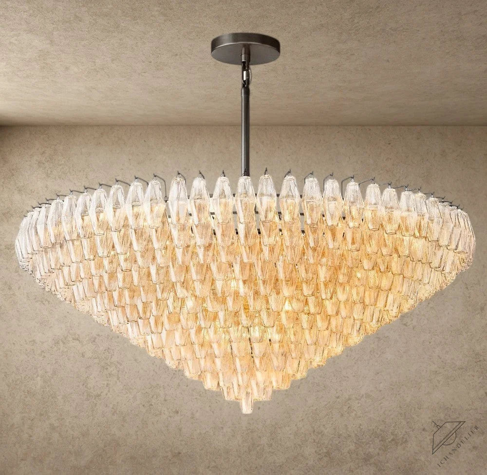 62" / Clear / Bronze CHIARA CLEAR/ SMOKE GLASS TIERED ROUND CHANDELIER 37", 47", 62"