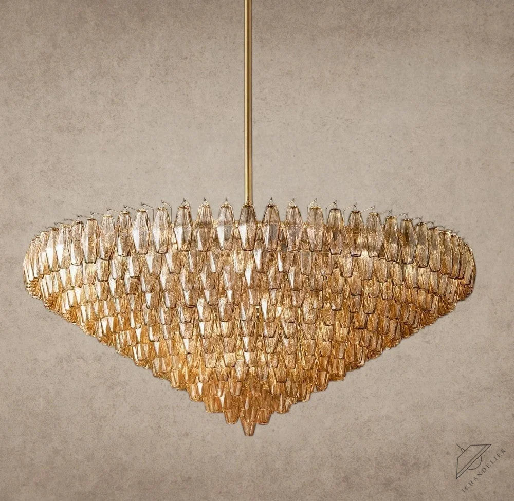 62" / Smoke / Brass CHIARA CLEAR/ SMOKE GLASS TIERED ROUND CHANDELIER 37", 47", 62"