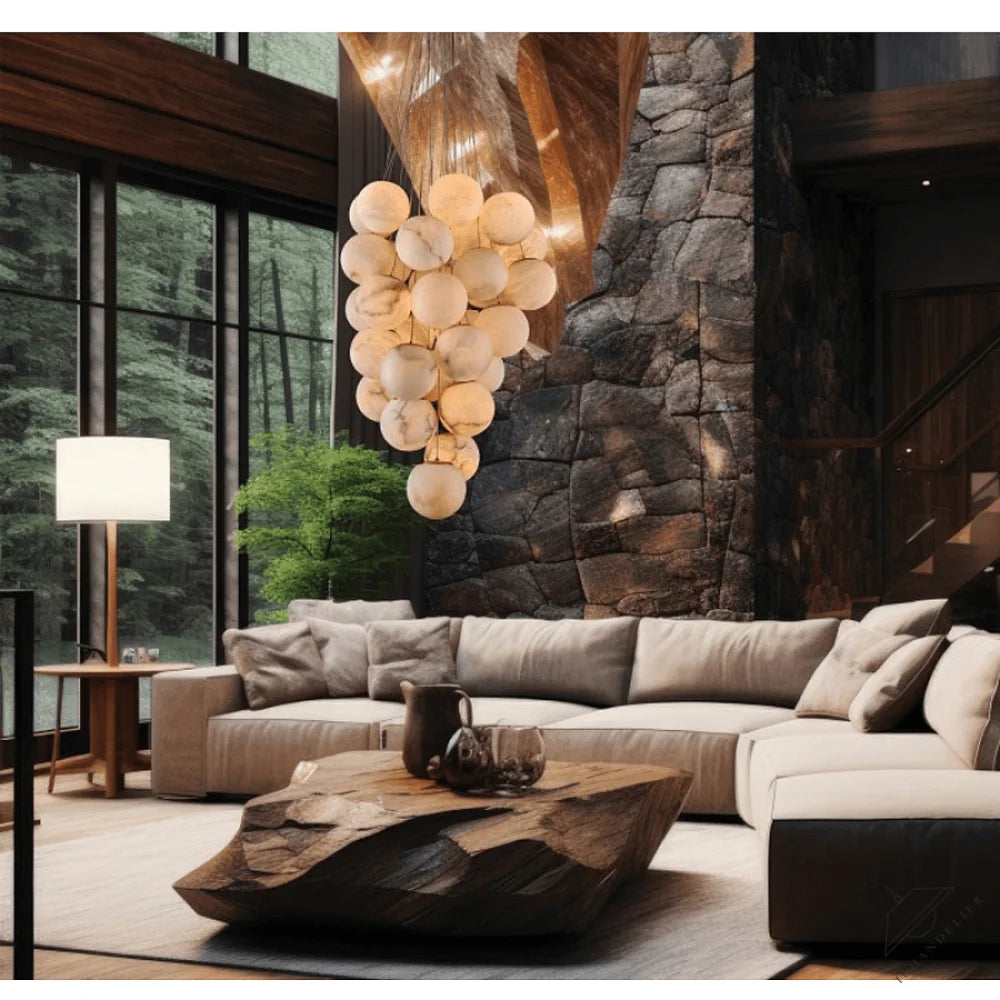 Cluster Alabaster Globe Chandelier