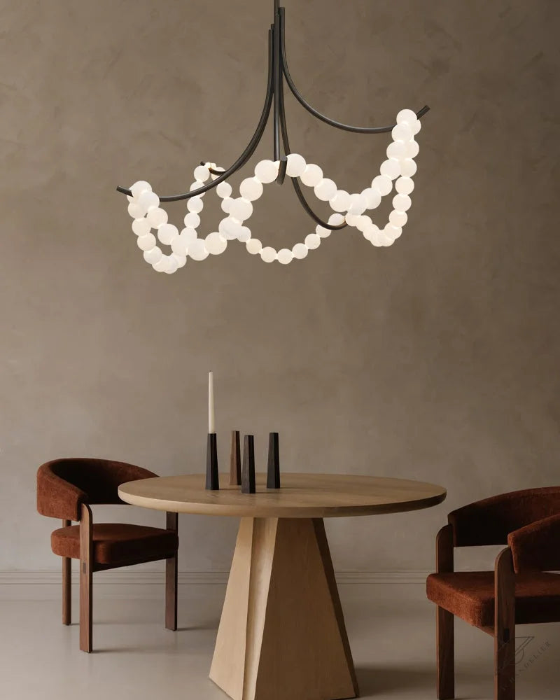 Cluster String Alabaster Beads Semi Flush Chandelier