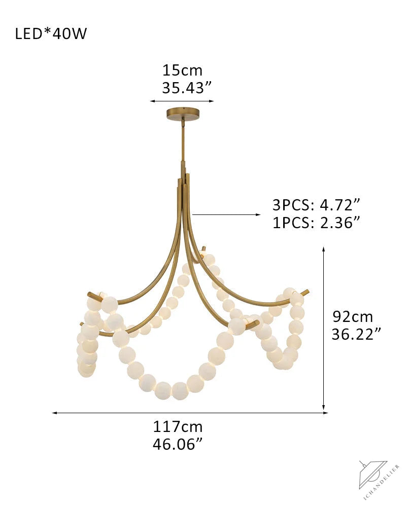 Cluster String Alabaster Beads Semi Flush Chandelier