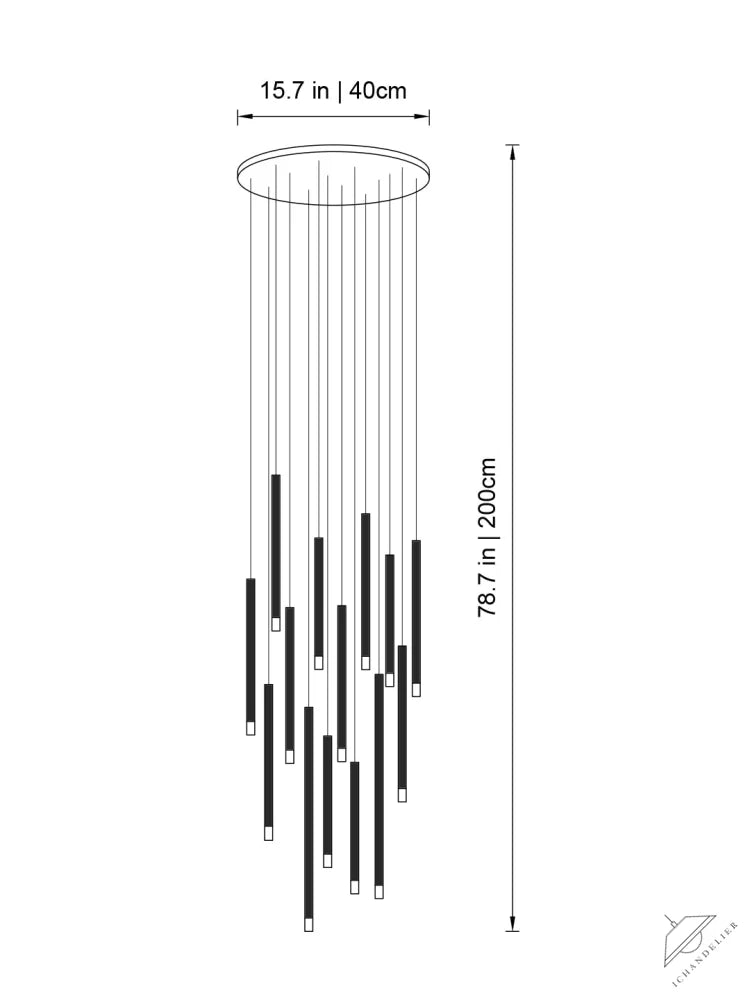 Clustered Tubes LED Chandelier by Aurorae Lighting