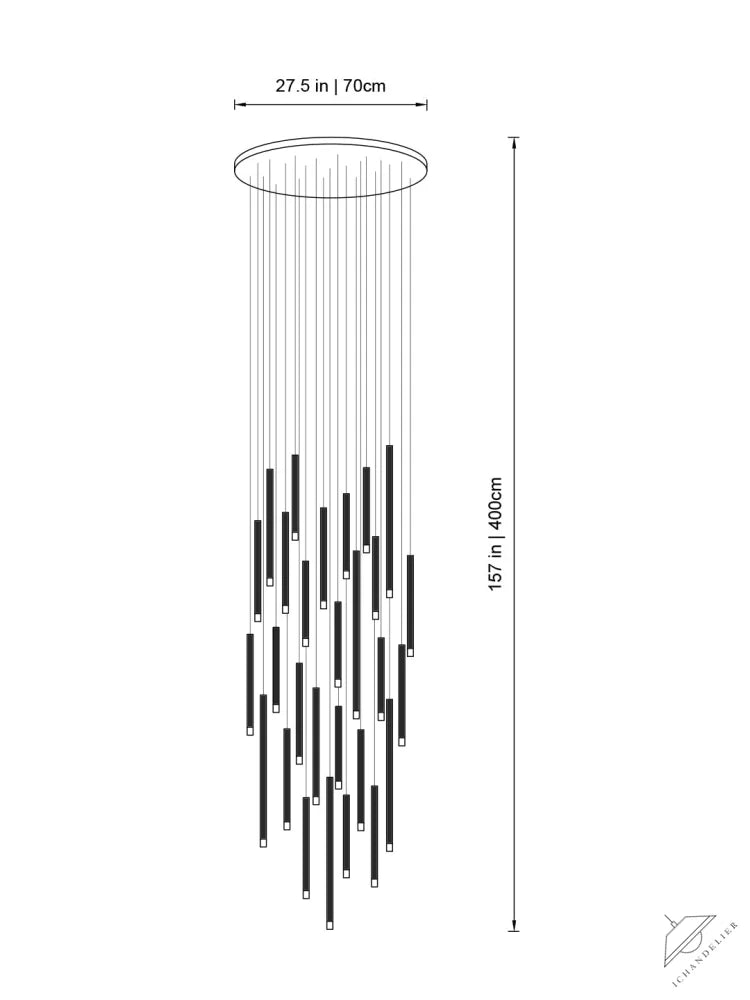 Clustered Tubes LED Chandelier by Aurorae Lighting