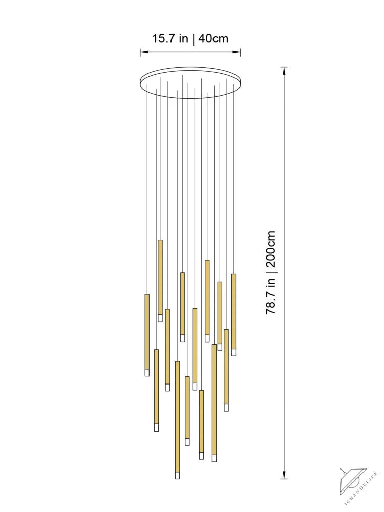 Clustered Tubes LED Chandelier by Aurorae Lighting