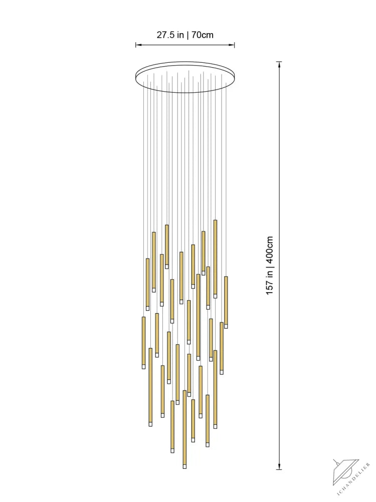 Clustered Tubes LED Chandelier by Aurorae Lighting