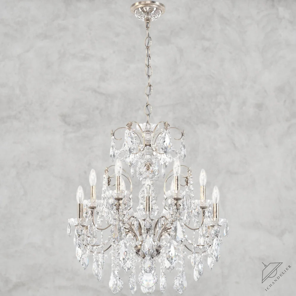 Antique Silver / Clear Heritage Crystal Coinora Century Chandelier 30"