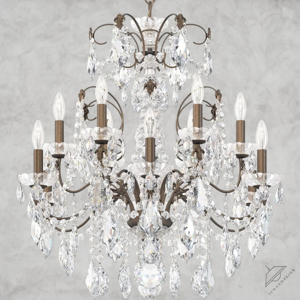 Etruscan Gold / Clear Heritage Crystal Coinora Century Chandelier 30"