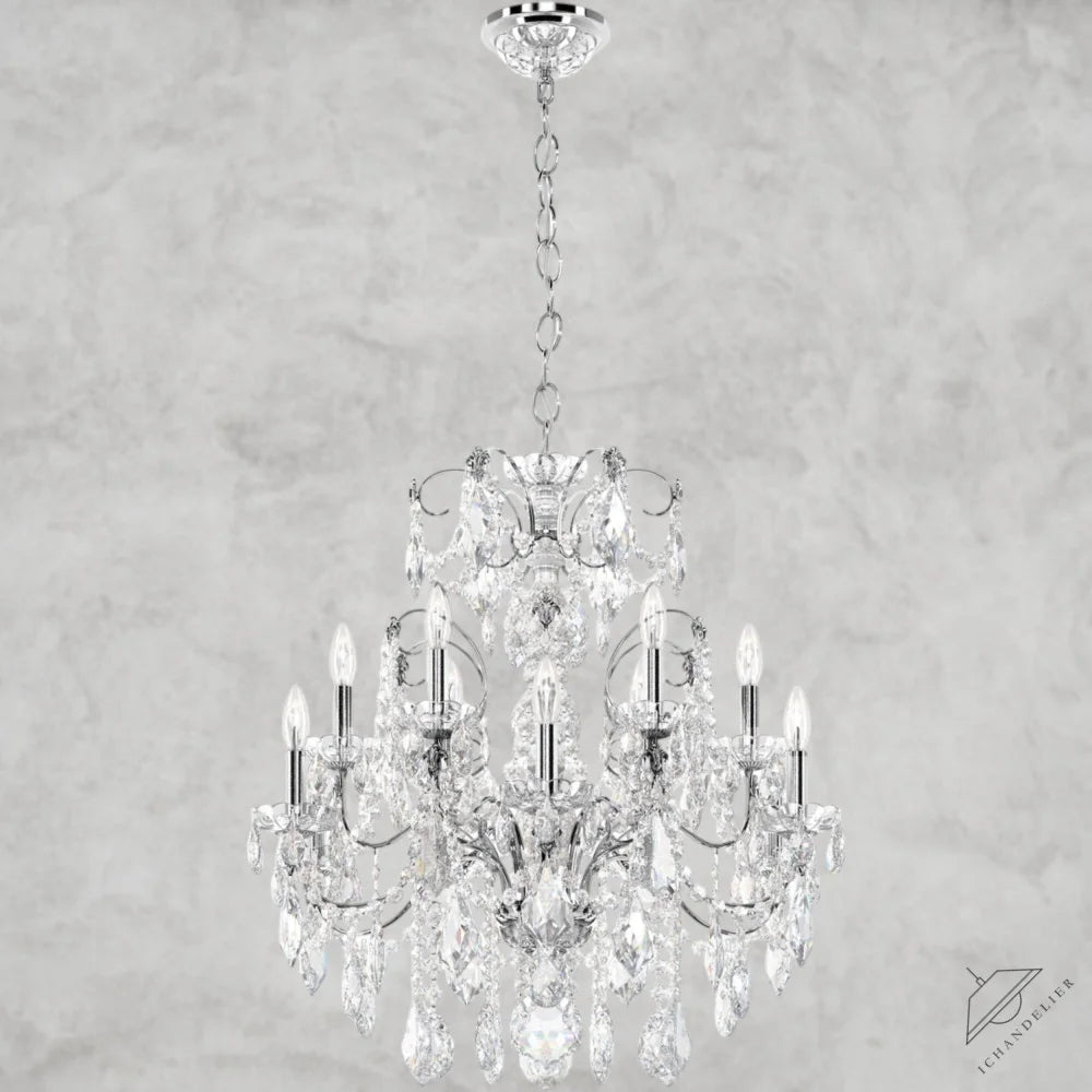 Silver / Clear Heritage Crystal Coinora Century Chandelier 30"