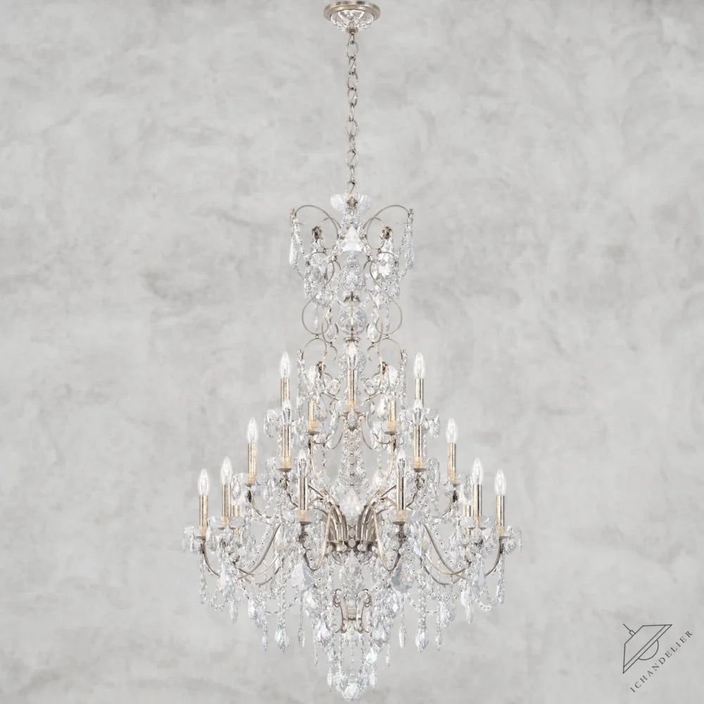 Antique Silver / Clear Heritage Crystal Coinora Century Chandelier 37"