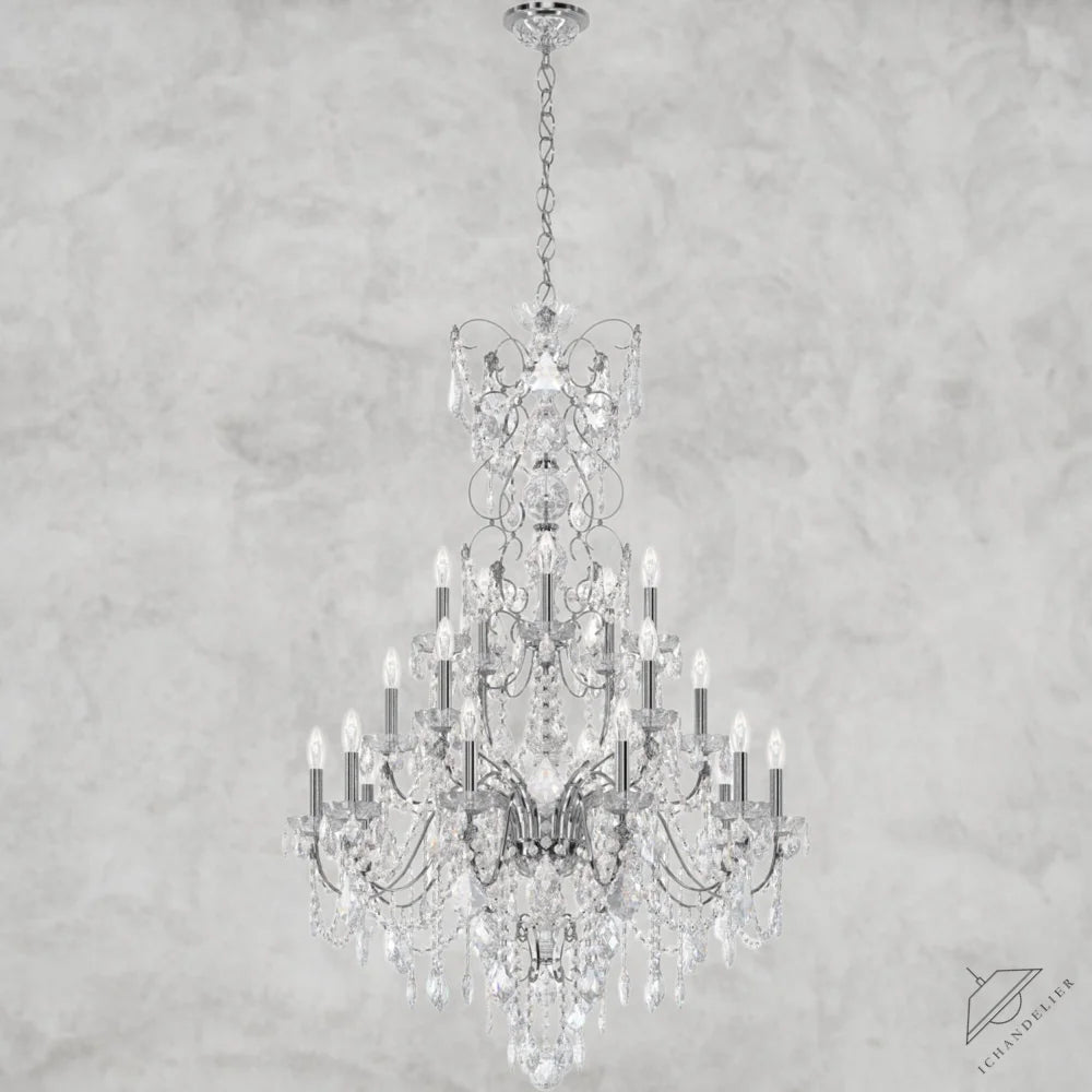 Silver / Clear Heritage Crystal Coinora Century Chandelier 37"