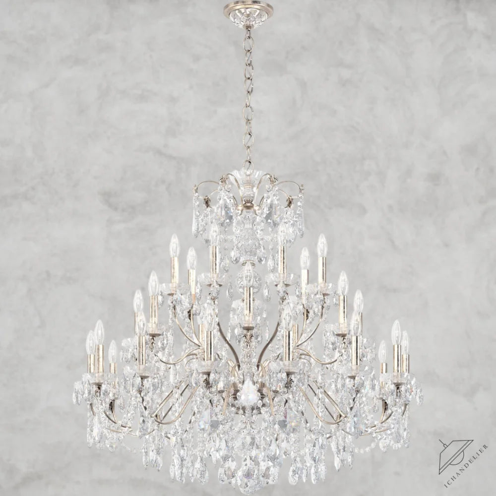 Antique Silver / Clear Heritage Crystal Coinora Century Chandelier 42"