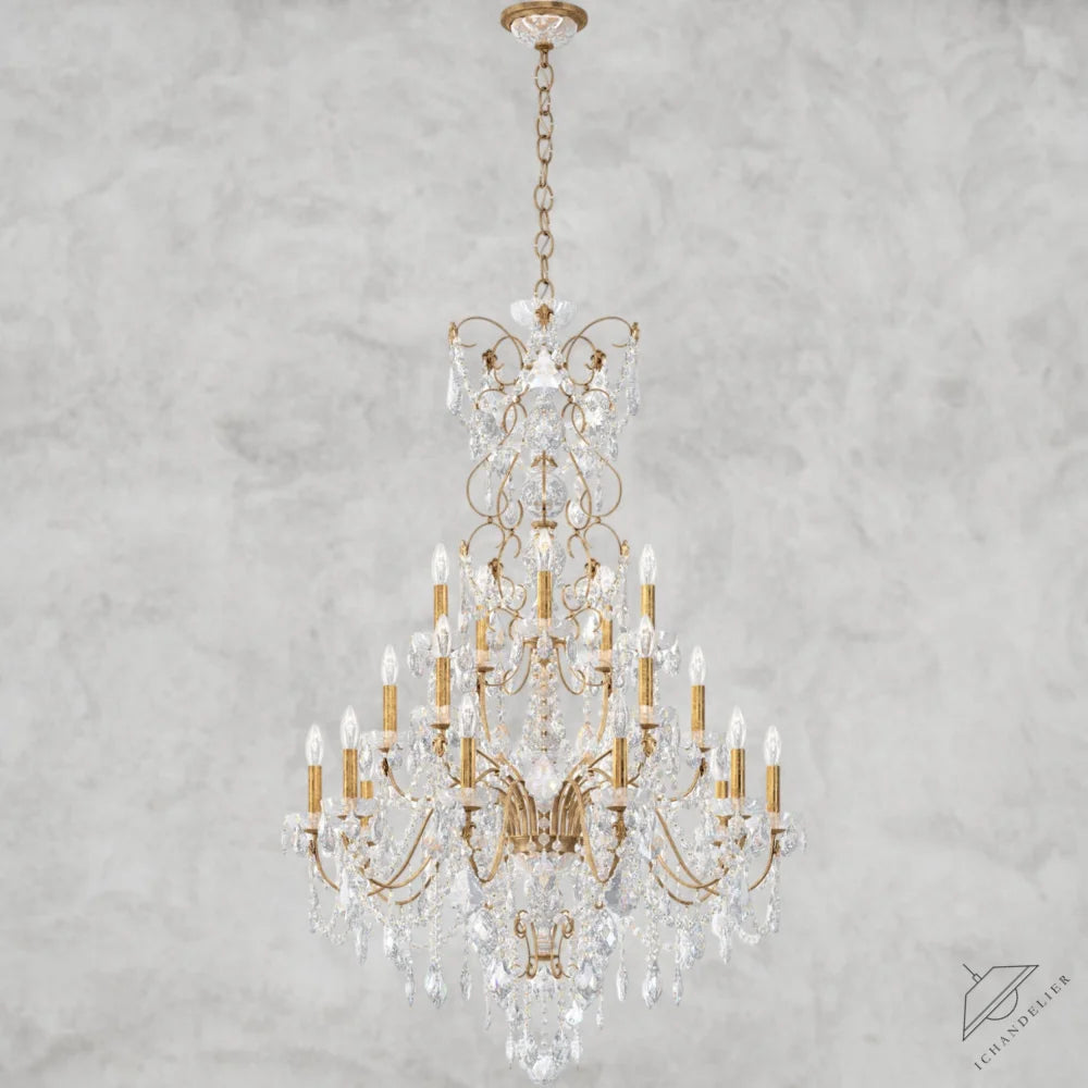 Gold / Clear Heritage Crystal Coinora Century Chandelier 37"
